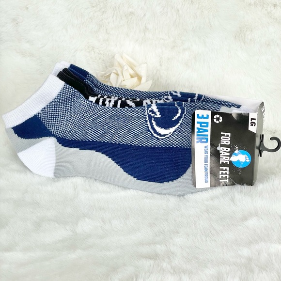 New with tags PENN STATE NITTANY LIONS 3PK NCA SOCKS BLUE, White, grey, black - Picture 1 of 4